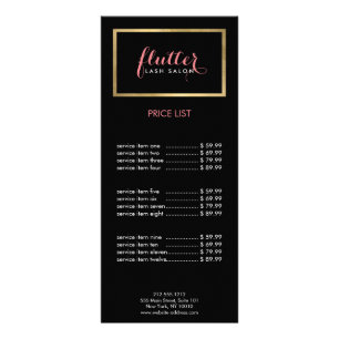 Panfleto Salão de beleza Dourado cor-de-rosa preto Glam do
