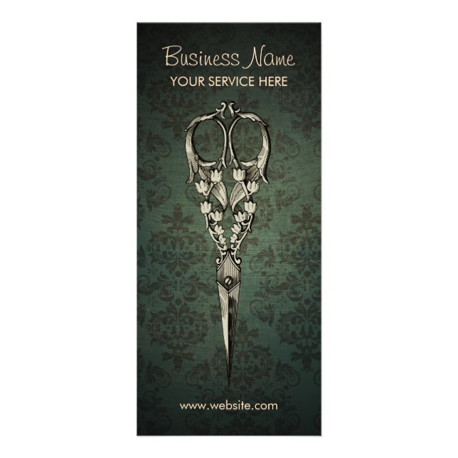 Panfleto Salão de Cabelo Elegante com Tesoura (Frente)