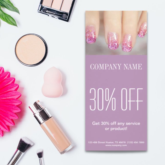 Panfleto salão de unhas unhas elegante e cãozinho (girly chic elegant manicure nails nail salon rack card)