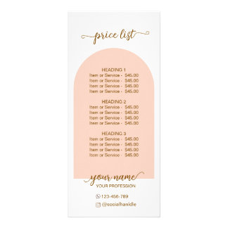 Panfleto Script Modern arch pink  qr code logo price list