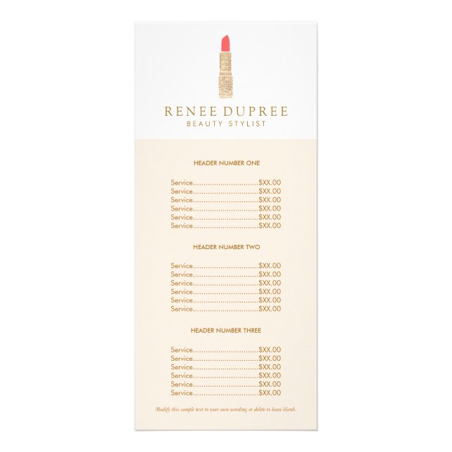 Panfleto Sequin Lipstick Logo Makeup Artist Price List (Frente)