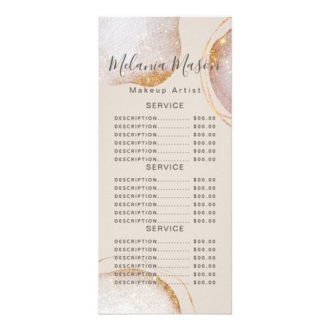 Panfleto Serviço de salão de glitter dourado abstrato aquar (Frente)