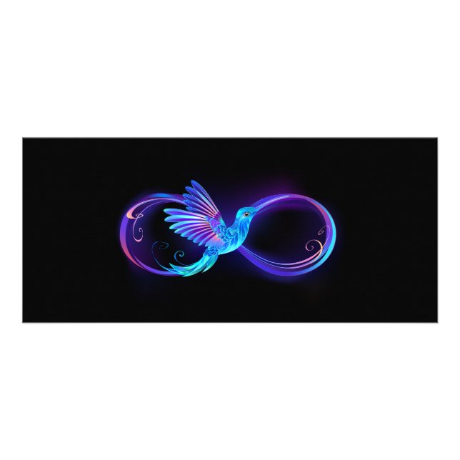 Panfleto Símbolo Neon Infinity com Hummingbird brilhante (Frente)