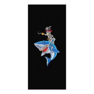 Panfleto Skeleton Pirate Riding Shark Cute Boys Halloween