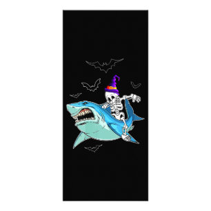 Panfleto Skeleton Riding Shark Engraçado - Presente maluco
