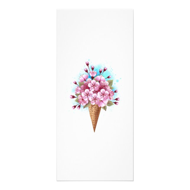 Panfleto Sorvete Waffle Rosa Sakura Cone (Frente)
