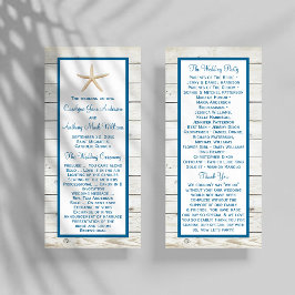 Panfleto Starfish Whitewash Wood Beach Weding Program