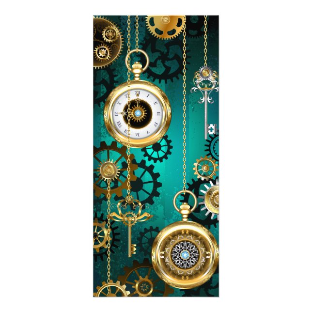Panfleto Steampunk Jewelry Watch em um fundo verde (Frente)