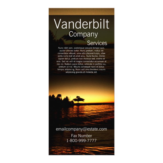 Panfleto Sunset de destino sobre placa de rack de árvore de (Frente)