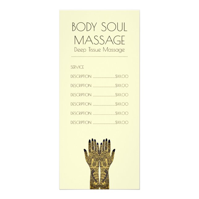 Panfleto Tabela de preços de Mehndi do Henna da prática da (Frente)