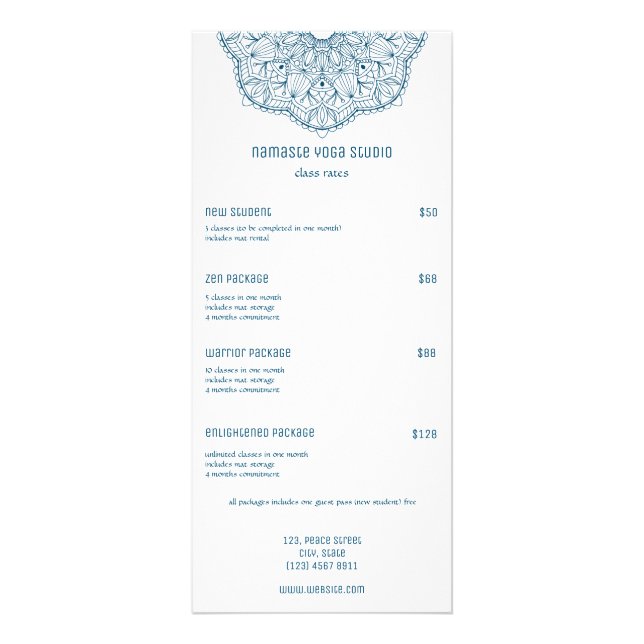 Panfleto Teal Mandala Yoga Reiki Massage Handrawn Mandala (Frente)