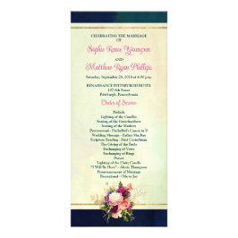 Panfleto Teal, Marinho, Verde, Dourado Programa de Casament