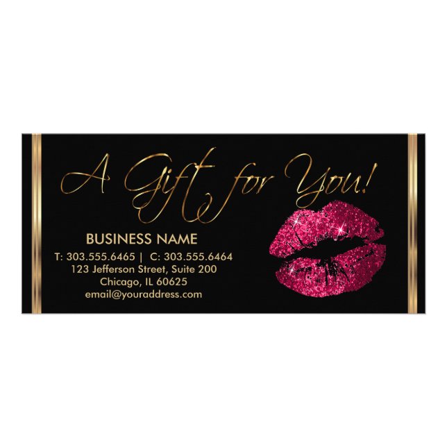 Panfleto Um Certificado de Presente Bonito Rosa Quente 💋 B (Frente)