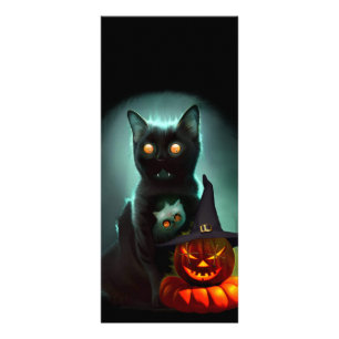 Panfleto Vampiro Gato e Mágico Pumpkin Halloween Surreal