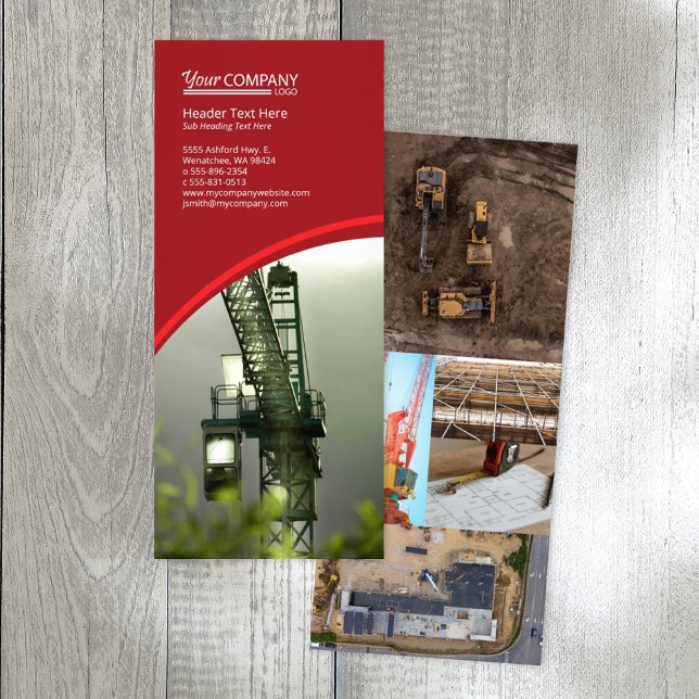 Panfleto Vermelho Brilhante, Fotos Inclusas (red company branded rack card, red brochure template with logo, red flyer design)