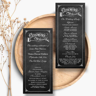 Panfleto Vintage Casamento Chalkboard Weding Program