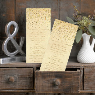 Panfleto Vintage Glam Dourado Confetti - Programa Casamento