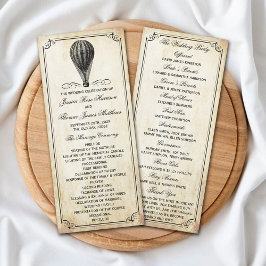 Panfleto Vintage Hot Air Balloon Weding Program