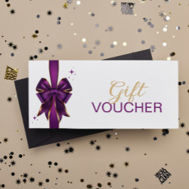 Panfleto Voucher de Presente de Arco Roxo e Dourado Elegant