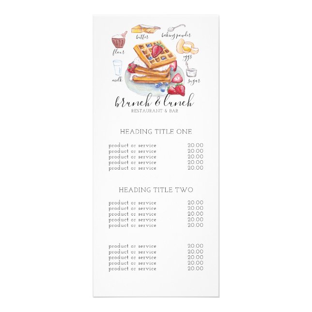 Panfleto Watercolor Waffle logo logo receita do restaurante (Frente)
