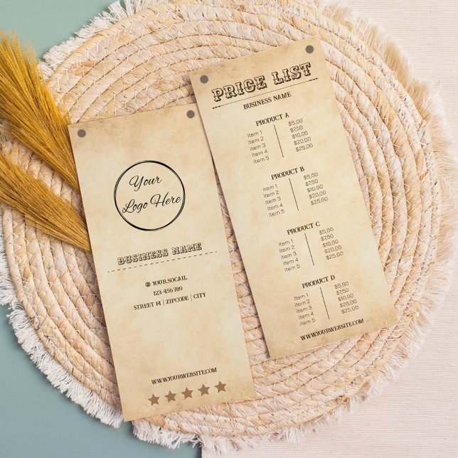 Panfleto Western castanho na sua lista de preços do país do (Criador carregado)