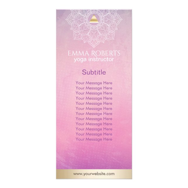 Panfleto Yoga Instrutor Dourado Triangle & Mandala Watercol (Frente)
