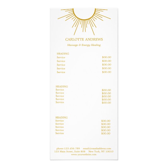 Panfleto Yoga Mandala Sun Salon Price List (Frente)