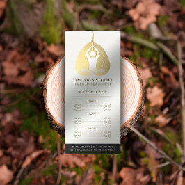 Panfleto YOGA Studio Price List Meditação Pose Bodhi Leaf