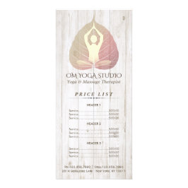 Panfleto YOGA Studio Price List Meditação Pose Bodhi Leaf