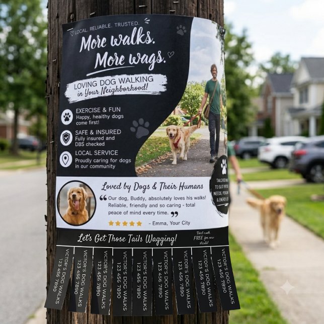 Panfletos de Negócios de Cães de Pet Sitter  (Small Business Flyers)