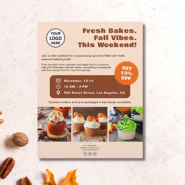 Panificadora Personalizado Foto Flyer de Negócios  (Bakery Custom Photo Seasonal Business Flyer)
