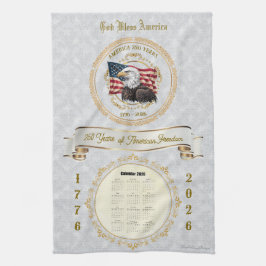 Pano De Prato 2026 Calendar Towel God Bless America 250 Years