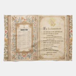 Pano De Prato 2026 Calendar Towel Ten Commandments Monastic