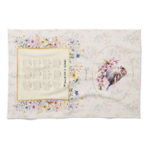 2027 Calendar Towel Sparrow with Wildflowers