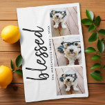 Pano De Prato 3 Foto com caligrafia moderna - abençoada<br><div class="desc">Use três fotos e faça uma saudação de Natal alegre e exclusiva com tema preto e branco. Se precisar mover alguma coisa,  clique no botão personalizar para fazer alterações.</div>