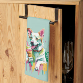 Pano De Prato A Happy Dog eating an ice-cream