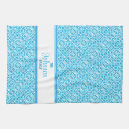 Pano De Prato Abstrato claro azul e branco com nome