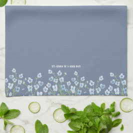 Pano De Prato Água-marinha Floral em Aquarela