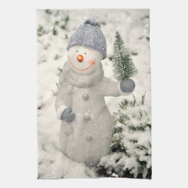 Pano De Prato Alegria de Natal com Snowman Sorridente