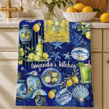 Amalfi Yellow blue Collage Citrus Lemons
