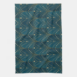 Pano De Prato Art Deco pattern with gold geometric shapes