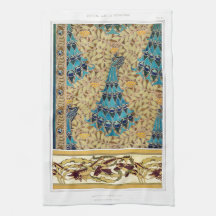 Art nouveau pavão têxtil deco verneuil azul