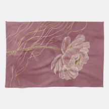 Arte Linear Floral Dourado Rosa Empoeirado Elegant