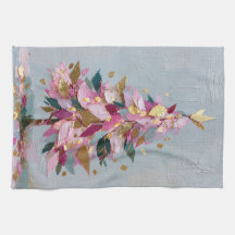 Árvore de Natal Abstrata Rosa e Dourada em Impasto