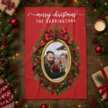 Árvore de Natal com Foto em Coroa com Letra Elegan