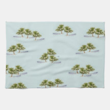 Árvores de Aquarela em Toalhas de Chá