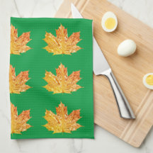 Autumn Orange e green maple leaf