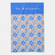 Azulejo Personalizado de Terracota Azul Mediterrân