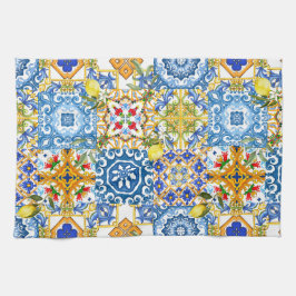 Pano De Prato Azulejos mediterrânicos, majolica, estilo Sicilian