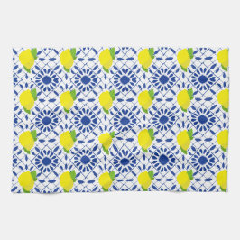 Pano De Prato Blue Geometric Lemon Tile